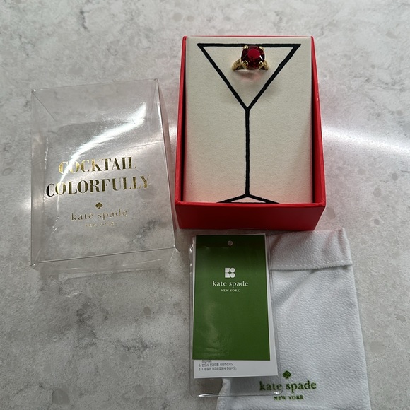 kate spade New York ruby red cocktail ring. - Picture 2 of 7